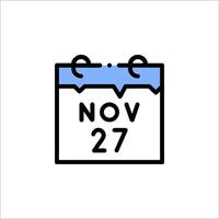 A calendar with the date november 27 on it vector