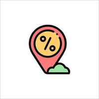 A map pin with a percentage sign on it vector