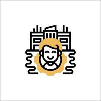 A man is standing in front of a building vector