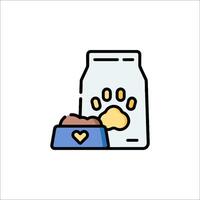 A dog food container and a bowl with a paw print vector