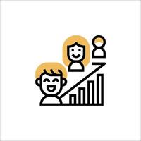 People on a stairway with a bar graph icon vector