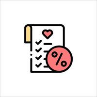 A check list with a heart and a percentage sign vector