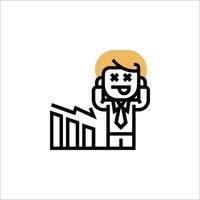 A man in a suit is standing in front of a graph vector