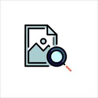 A magnifying glass is shown with a document vector