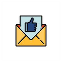 Like button icon with envelope and thumb up vector