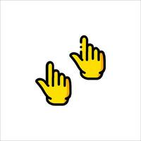 Two yellow hands pointing at each other vector