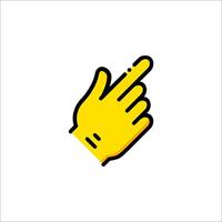 A yellow hand pointing up on a white background vector
