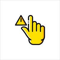 A yellow hand with a caution symbol on it vector