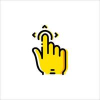 A yellow hand with a finger pointing at a button vector