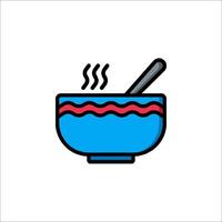 A bowl with soup and a spoon in it vector