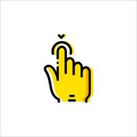 A yellow hand with a finger pointing at something vector