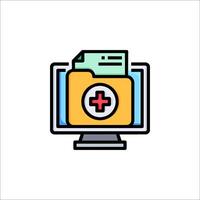 Medical file icon on computer monitor vector