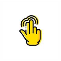 A yellow hand with a finger pointing to the left vector