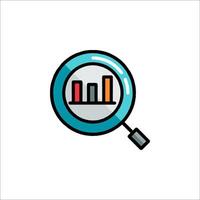 Magnifying glass icon with bar graph vector