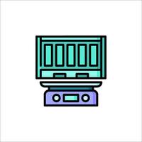 A computer with a monitor and keyboard on top vector