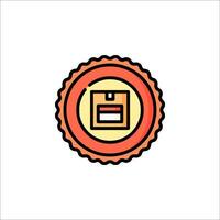 A red and orange box with a clock on it vector