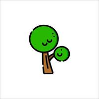 A cartoon tree with two faces on it vector