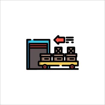 A line icon of a cart with boxes on it vector