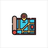 Map icon with a pin on top of it vector