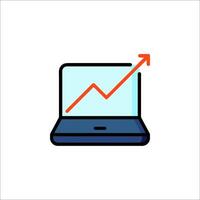 A laptop with an upward graph on it vector