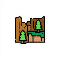 A mountain with trees and a river in the background vector