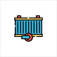 A car battery icon with a red arrow pointing to it vector