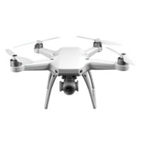 Sleek White Drone with Four Propellers and Stabilized Camera for Professional Use png