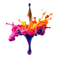 Vibrant Colorful Paint Splash with Dynamic Liquid Motion Ideal for Artistic and Creative Design Concepts png