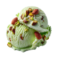 Pistachio Ice Cream with Nut Bits. Isolated on Transparent Background png
