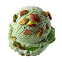 Green Pistachio Ice Cream with Nut Bits. Isolated on Transparent Background png
