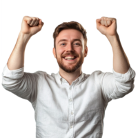 A happy optimistic man isolated on transparent background png