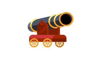 Cannon Rotating Animation on White and Green Screen Background video