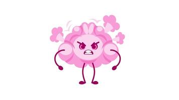 Angry brain character animation with green screen and white background video