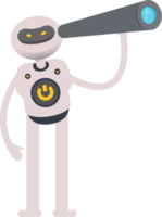White Robot Character Using Binoculars png