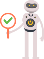 White Robot Character Showing Check Mark png