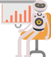 White Robot Character Presenting Bar Chart png