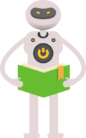 White Robot Character Reading Book png