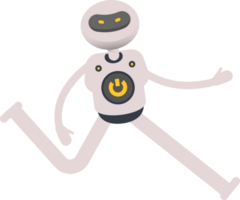 White Robot Character Running and Walking Illustration png