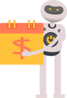 White Robot Character and Payment Date Calendar png