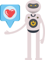 White Robot Character and Heart Message png