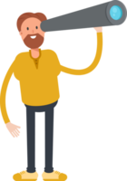 Old Beard Man Character Using Binoculars png