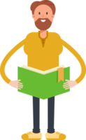 Old Beard Man Character Reading Book png