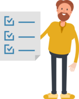 Old Beard Man Character and Check List Document png