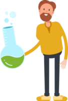 Old Beard Man Character Holding Lab Flask png