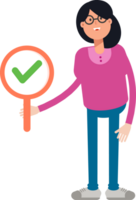 Geek Woman Character Showing Check Mark png