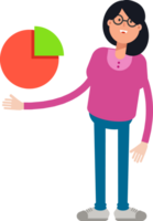Geek Woman Character Holding Pie Chart png