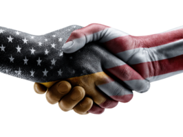 Unity through diversity with hands painted in flags of nations png