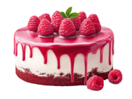 Delicious raspberry cake with fresh berries and creamy topping png