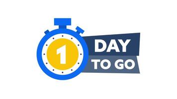 One day to go with stopwatch timer animation on white and green screen background video