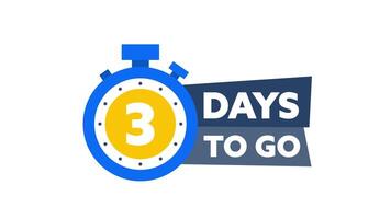 Animated countdown with a blue chronometer showing 3 days to go video